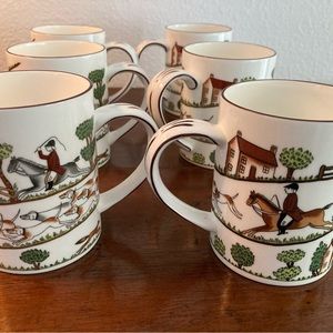 Coalport, Hunting Scene, Coffee Mugs. Six (6)